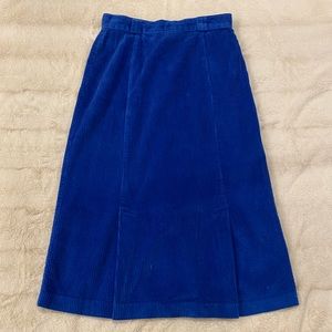 VINTAGE Blue Corduroy Skirt Size Small 27” waist